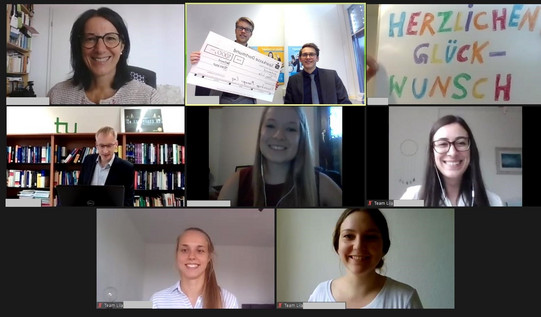 Screenshot einer Videokonferenz mit dem Siegerteam