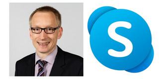 Foto von Prof. Hoffjan und Skype-Logo